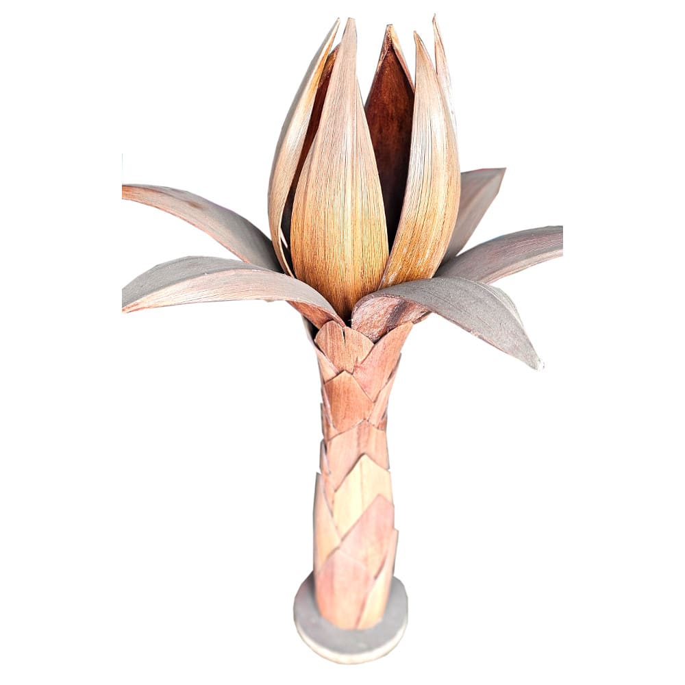 Padma Lotuslampe aus Palmenblättern, hellbraun, ca. 80 cm Höhe