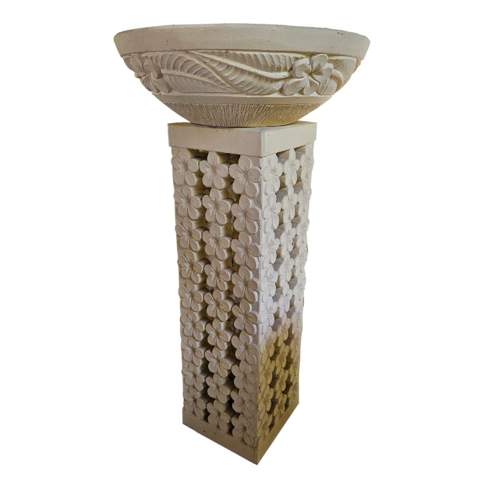 Burung Vogeltränke mit Frangipani-Sockel, 110 cm Höhe