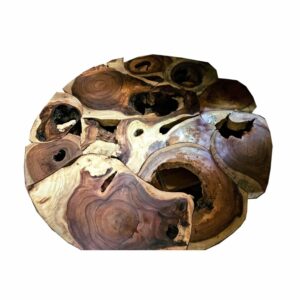 Kayon Esstisch aus Suarholz – Natürliche Baumscheibe Ø 120 cm auf Holzgestell