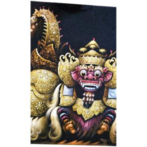 Barong Wandbild auf Samt – handgemalt mit Effektlack, 40 × 50 cm