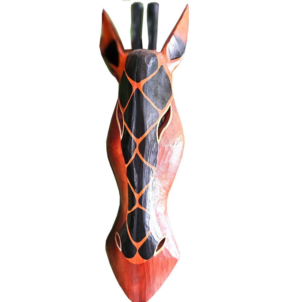 Jerapah Giraffe Wall Mask made of Hand-Carved Albesia Wood, approx. 60 cm