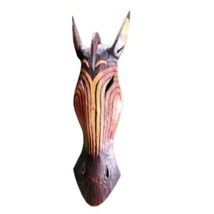 Bunte Zebra-Wandmaske aus handgeschnitztem Albesia-Holz, 60 cm