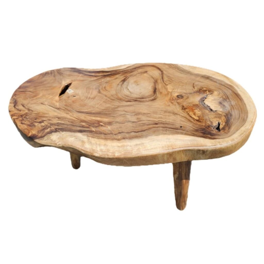 Wana Beistelltisch aus unbehandeltem Teakholz, 90 × 60 × 45 cm