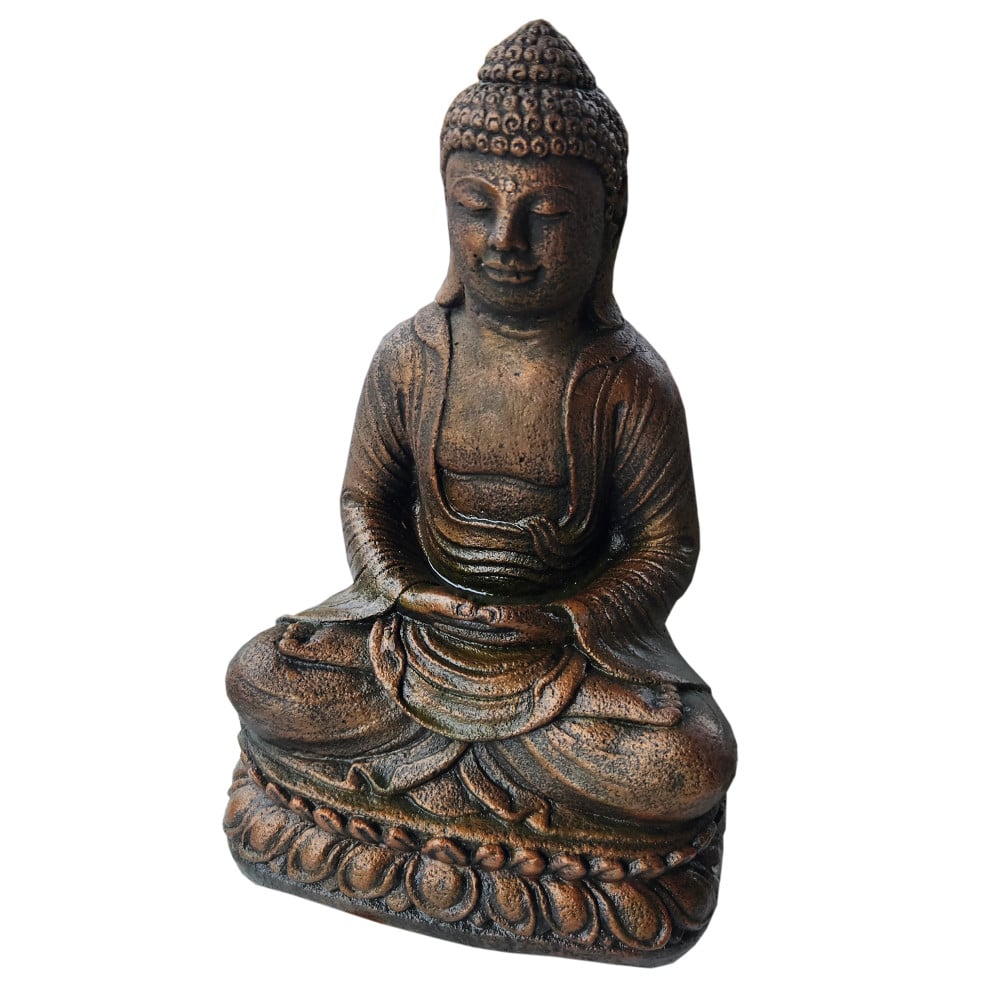 Sama Buddha Statue made of concrete casting in elegant bronze look, 40 cm