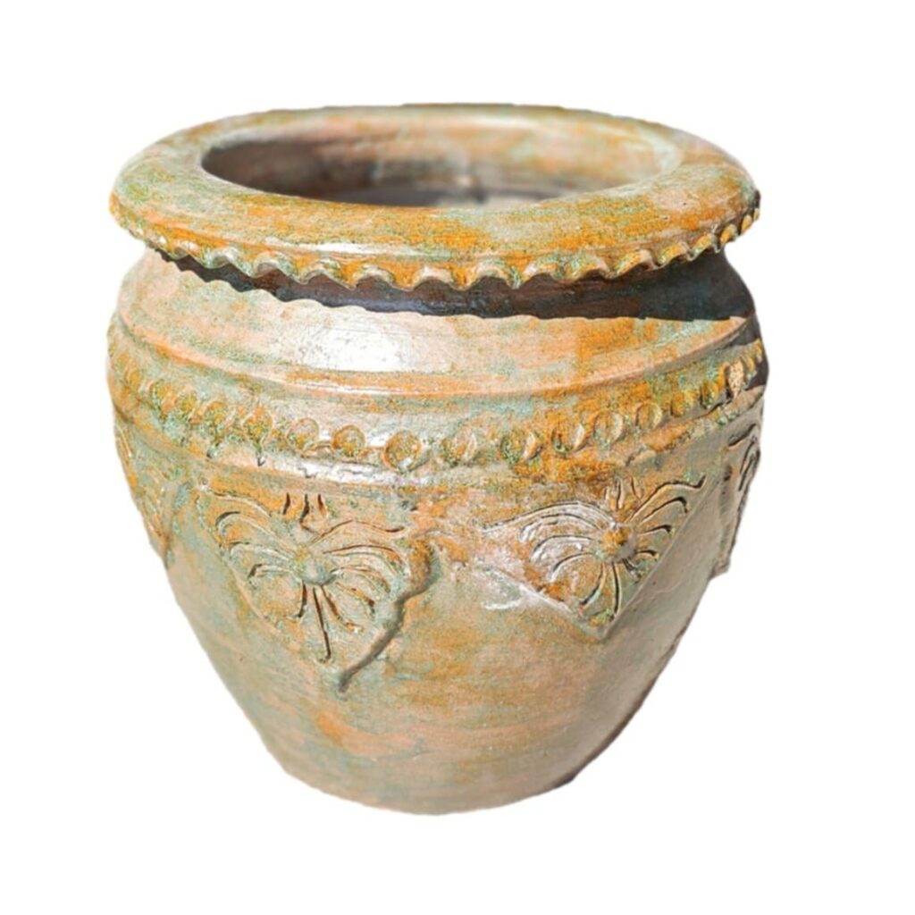 Taman Keramik-Übertopf mit natürlicher Glasur, 45 cm – Handgefertigter Pflanzkübel