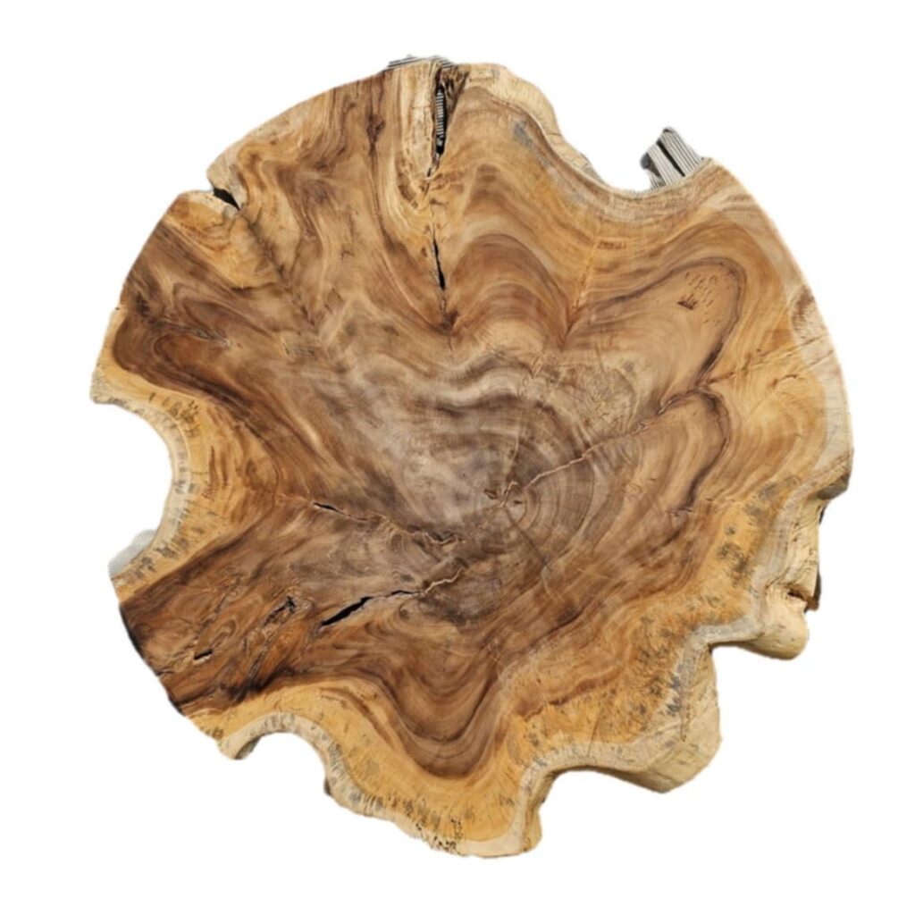 Basa Gede Esstisch aus Teakholz-Baumscheibe, Ø 140 cm