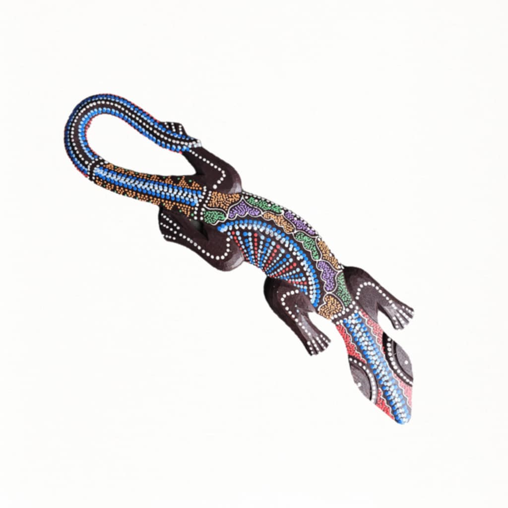 Cicak Gecko Wall Decoration: Hand-Carved Albesia Wood, 50 cm, Colorful