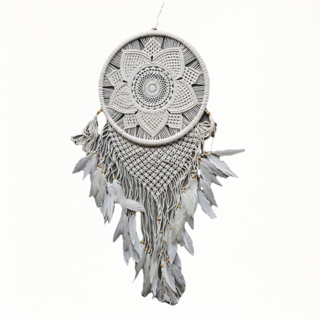 Penjaga Mimpi Traumfänger „Lotusblüte“ – Baumwolle, 120 cm Länge, Ø 50 cm