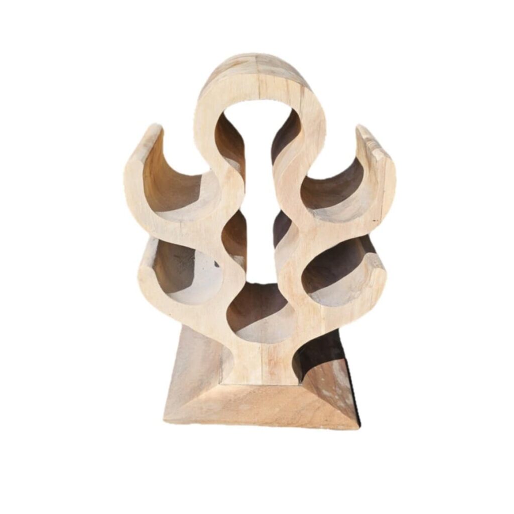 Tanu Weinregal aus unbehandeltem Suar-Holz, 50 cm Höhe