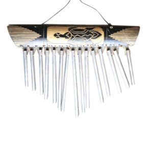 Bali Windspiel mit 15 Klangstäben und handbemalter Bambus-Halbschale