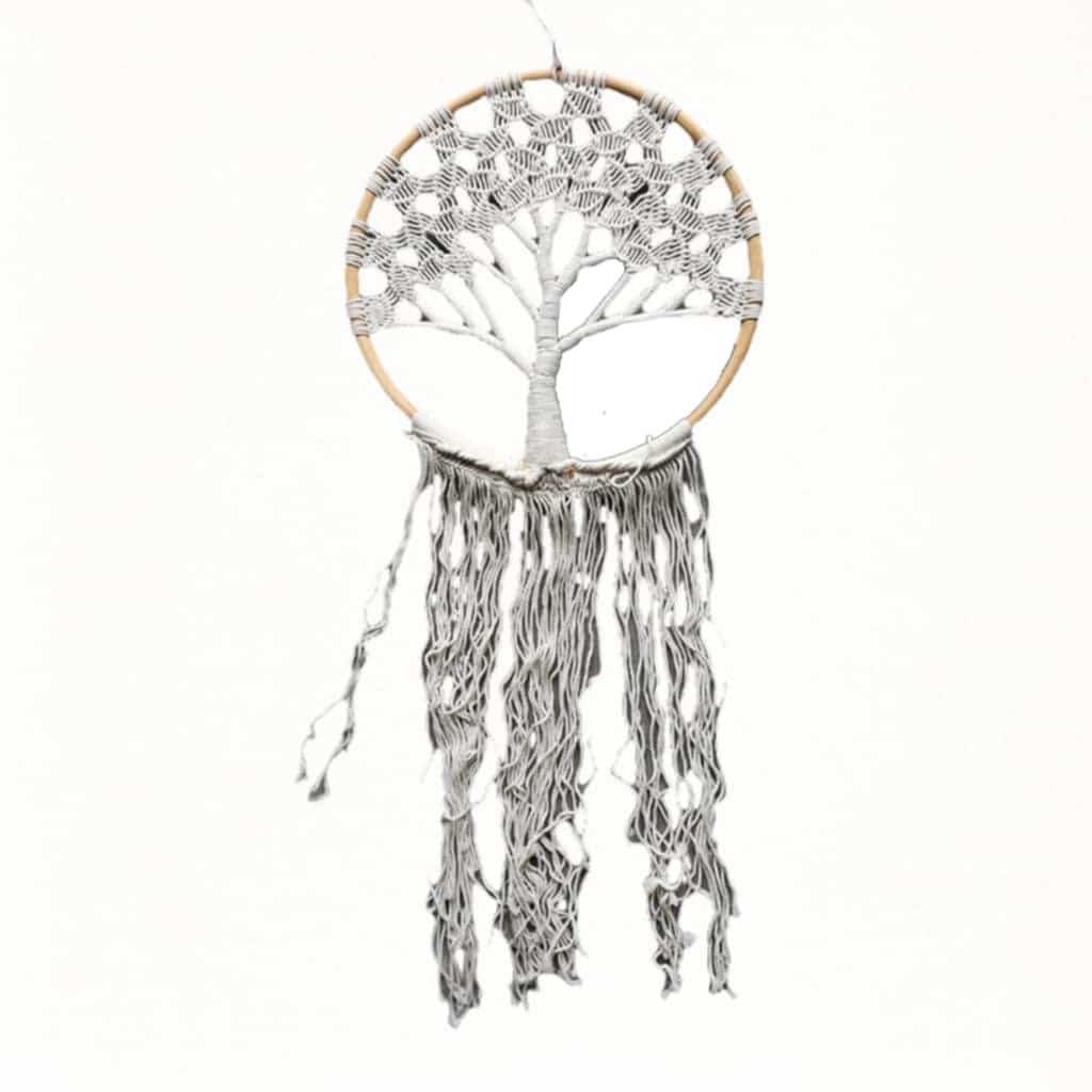 Penjaga Mimpi Traumfänger „Tree of Life“ – Makramee aus Baumwolle, 120 cm lang, Ø 50 cm