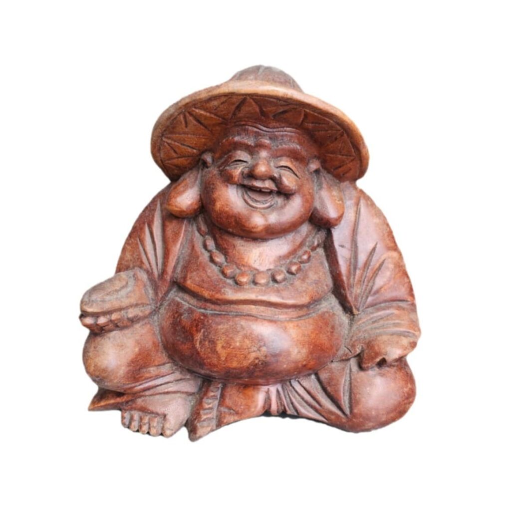 Wayan Buddha from Suar Wood – Hand-Carved Sculpture, 20 cm