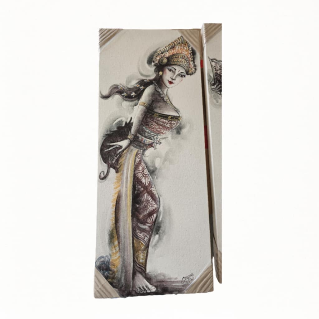 Legong Ananda Wandbild – Handgemalte balinesische Tanzkunst auf Leinwand, 40 x 30 cm