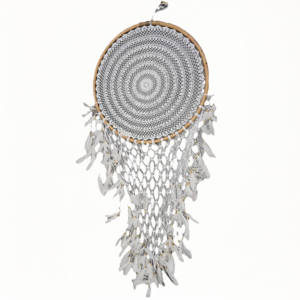 Großer Mimpi Indah Traumfänger in Weiß – 180 cm Länge, 78 cm Durchmesser
