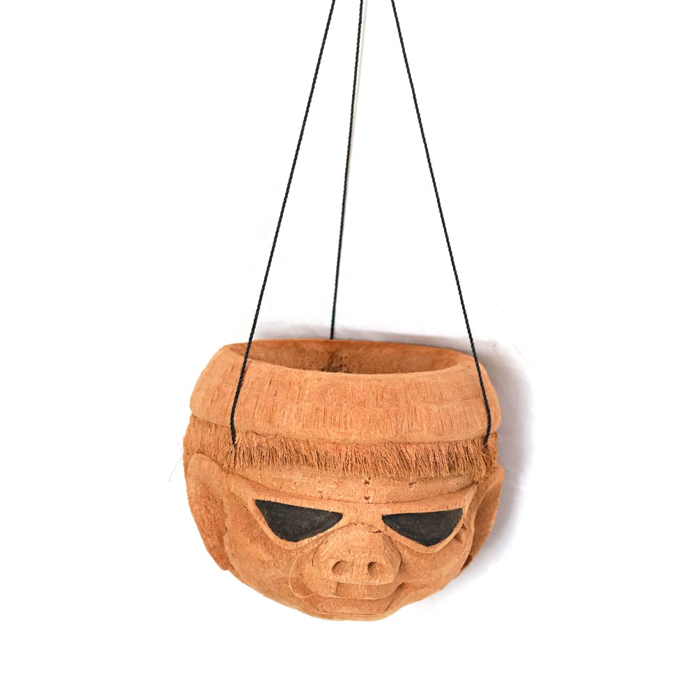 Wajah Blumenampel aus Kokosnuss, verschiedene Designs