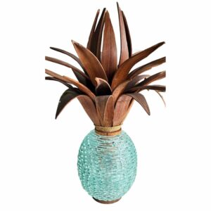 Manas Tischleuchte: Glas-Ananas mit Palmblatt-Krone, 26 cm