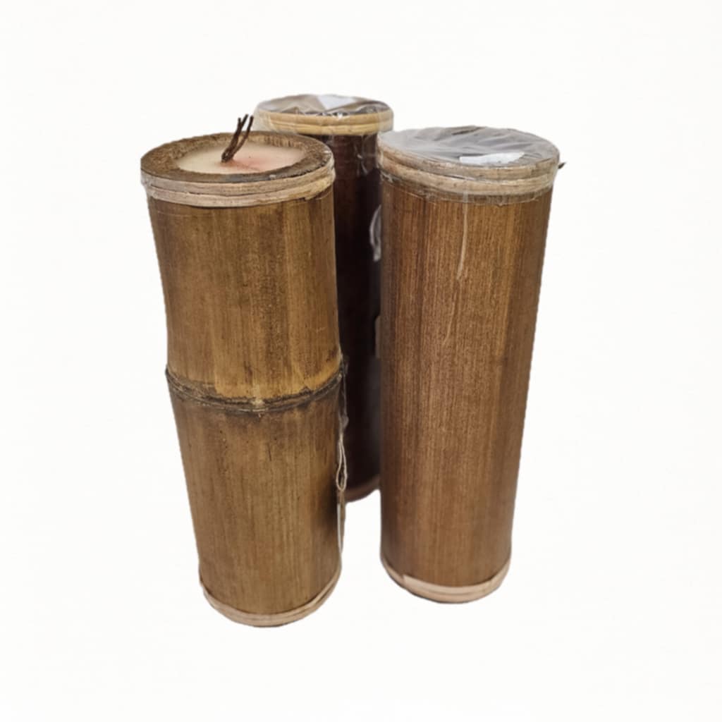 Agni Bambus-Kerze: naturbelassen, 30 cm, in 3 Farben